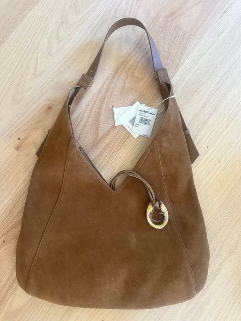 Dolce Vitta Brown Leather Hobo Bag with Ring Detail --- NWT
